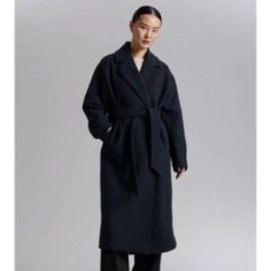 Women's Blue Belted Oversized Wool Coat - & Other Stories - NWT